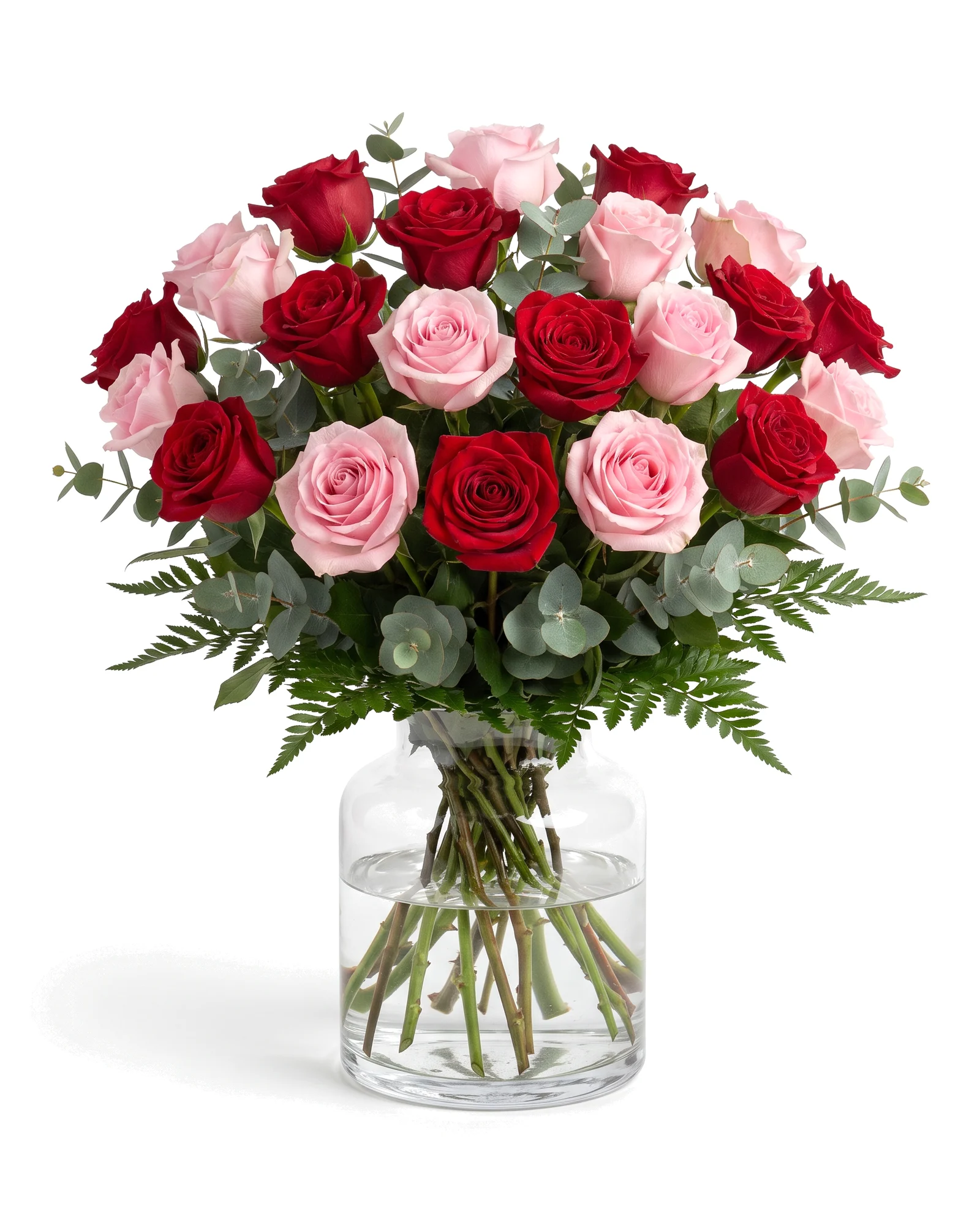 Crystal Rose Glass Vase Arrangement