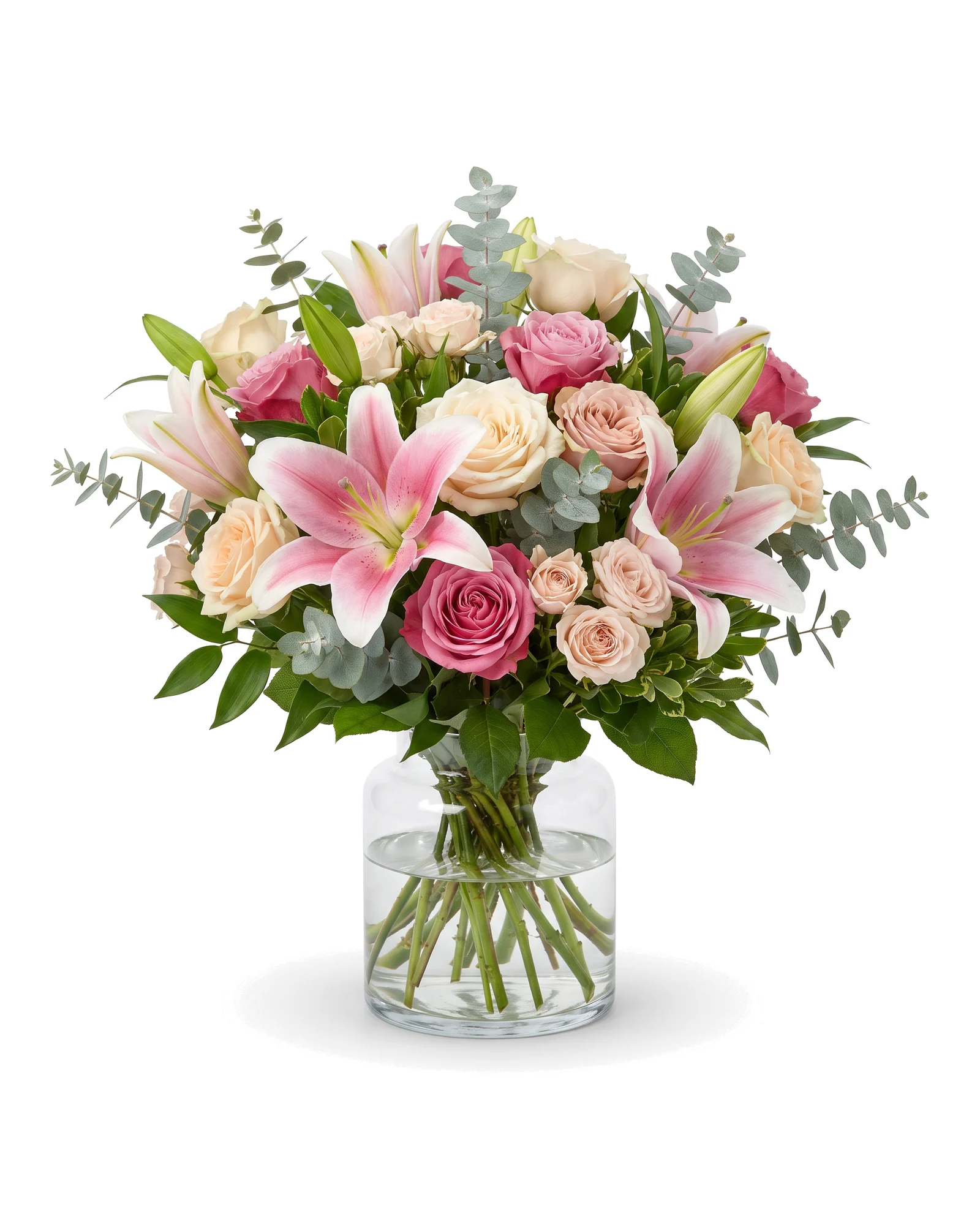 Luxury Lily & Rose Glass Vase
