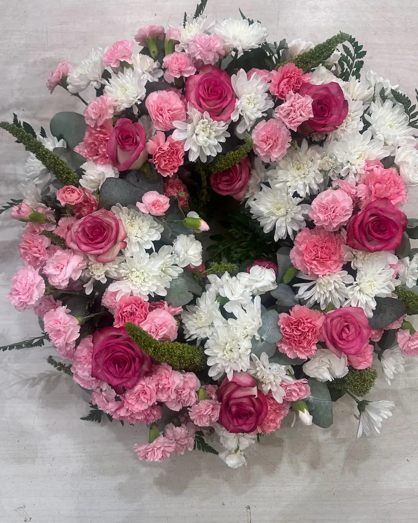 Pink Rose & Carnation Wreath
