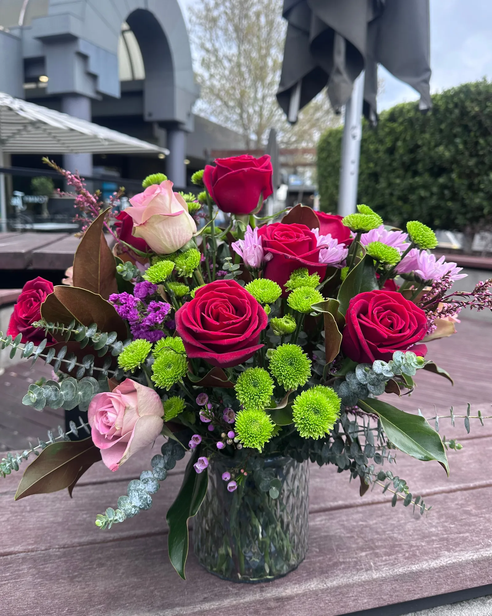 Red Rose & Lime Vase